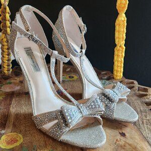 INC International Concepts: Reesie 2 Rhinestone Heeled Pump with Ankle T-Strap